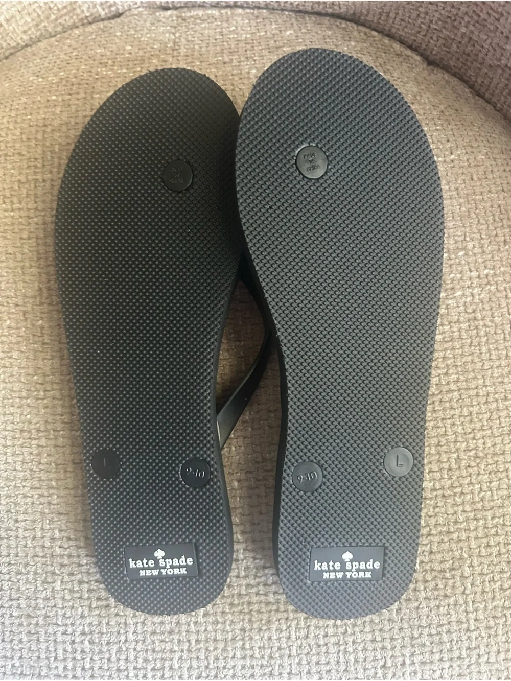 kate spade Black and White Striped Flip Flop Sandals with Bow